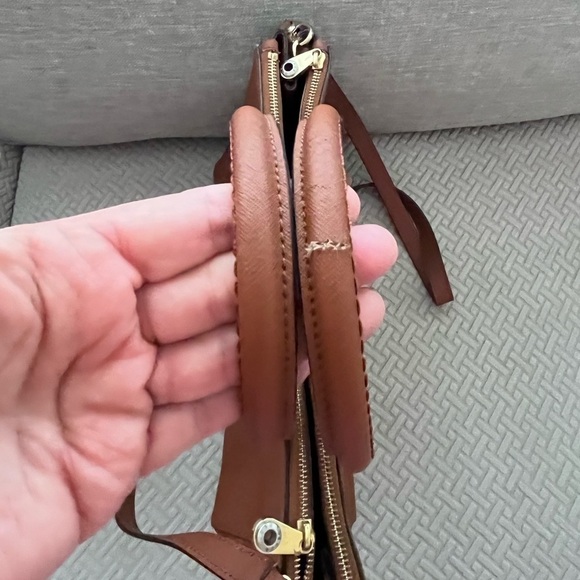 Henri Bendel Cognac Brown Satchel - Flaw - Small Slice on Surface Of Handle - Picture 11 of 11